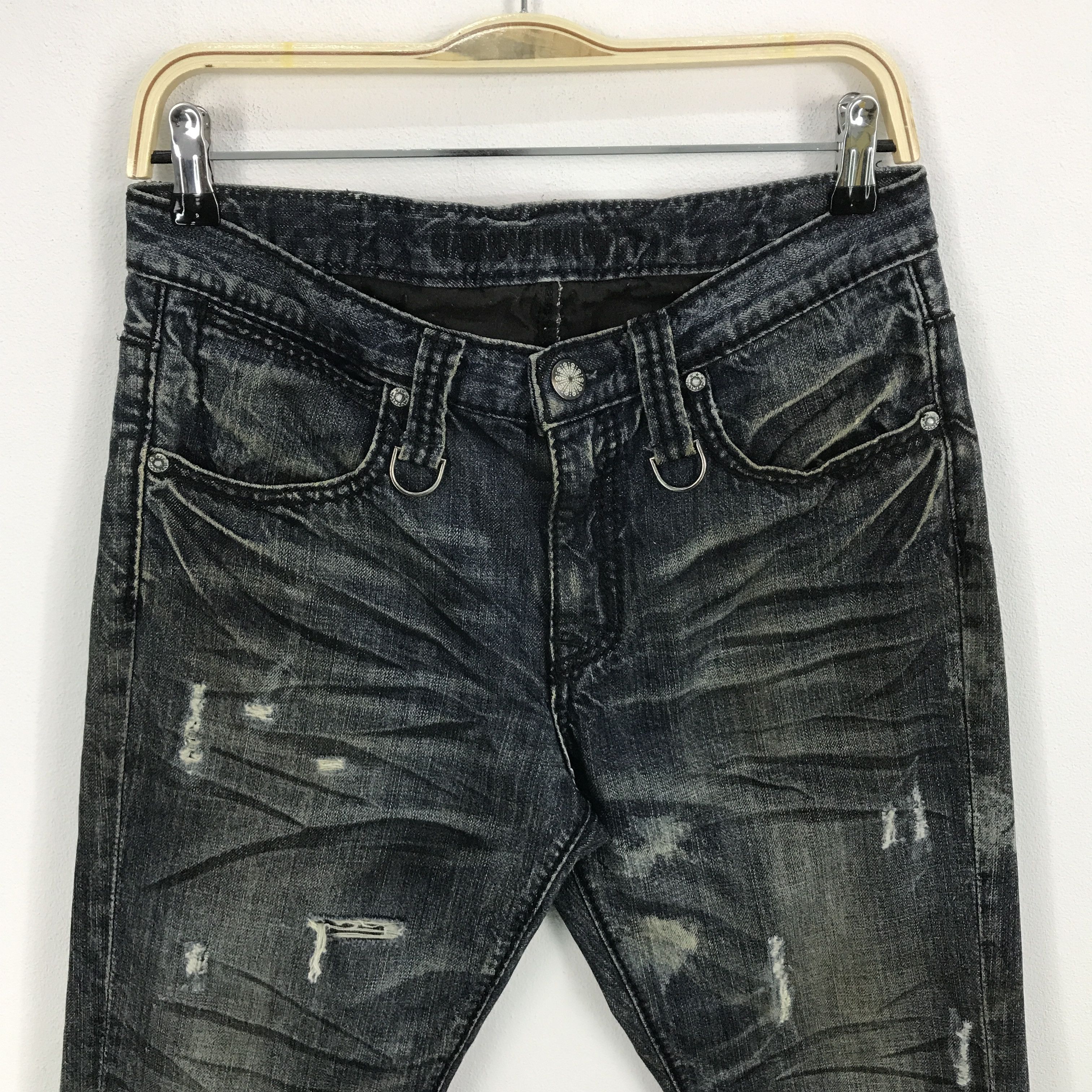 Japanese Brand Flared japanese brand bootcut distressed denim jeans Size US 31 - 3 Thumbnail