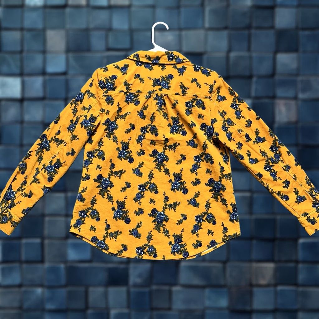Denim & Co. Denim & Co Shirt Womens Small Yellow Floral Print Corduroy Button Up Long Sleeve Size S / US 4 / IT 40 - 1 Thumbnail
