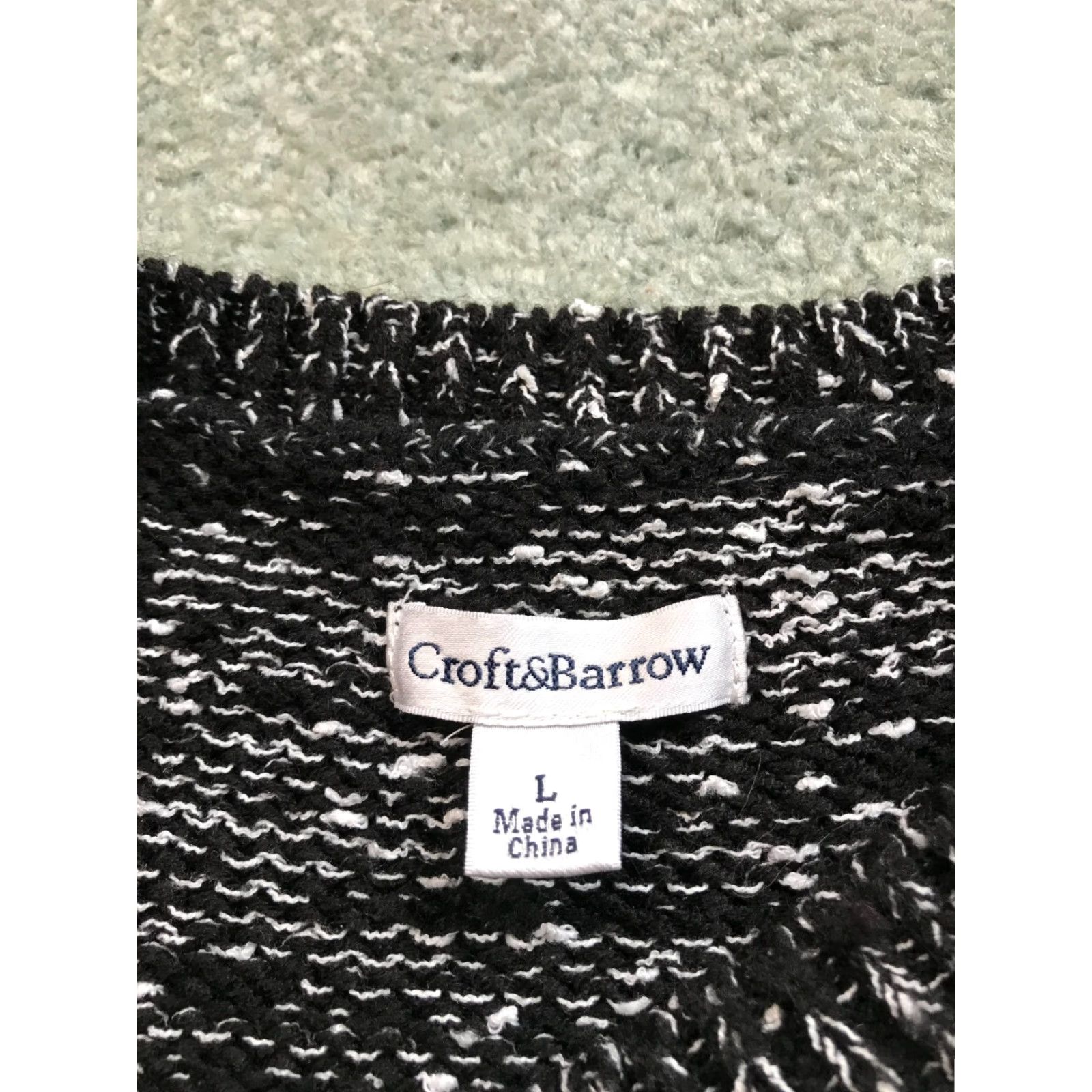 Croft & Barrow Croft & Barrow Sweater Women's Large Black White Pullover Crew Neck Casual Knit Size L / US 10 / IT 46 - 5 Thumbnail