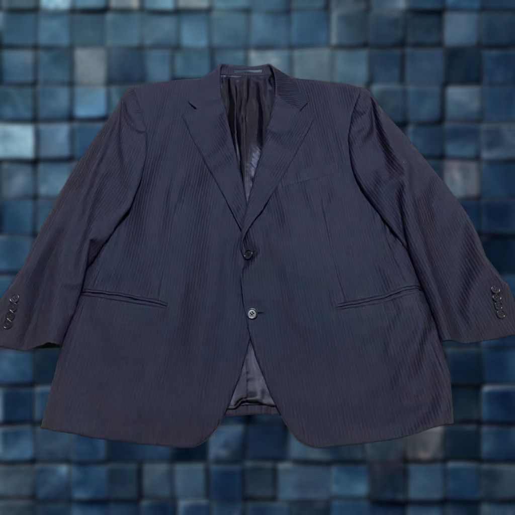 Canali Canali Blazer Blue Striped 2/2 Button Wool 48 Regular Mens Vintage? Size 48R - 1 Thumbnail