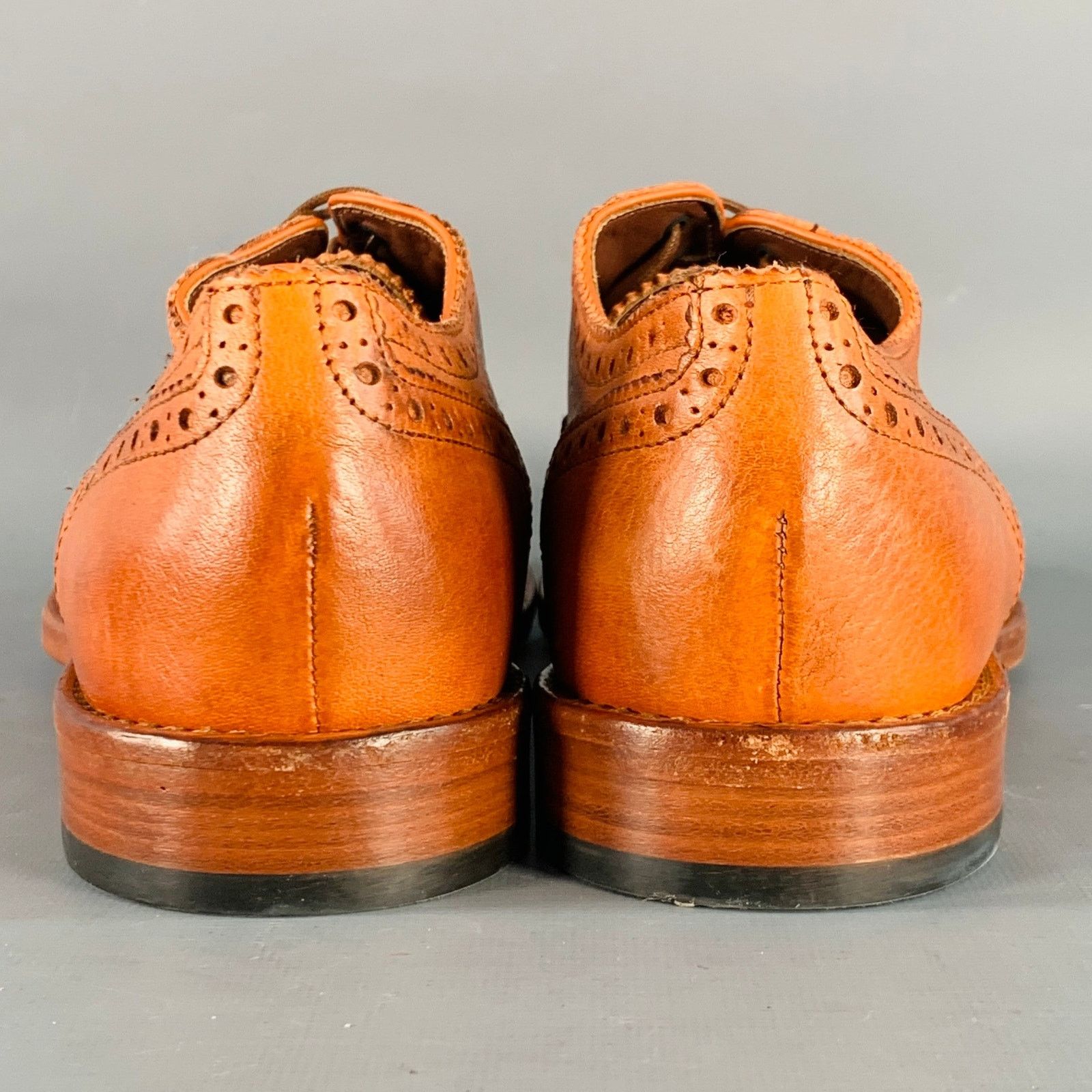 Paul Smith 7.5 Orange Perforated Leather Wingtip Lace-Up Flexible Size US 7.5 / EU 40-41 - 3 Thumbnail