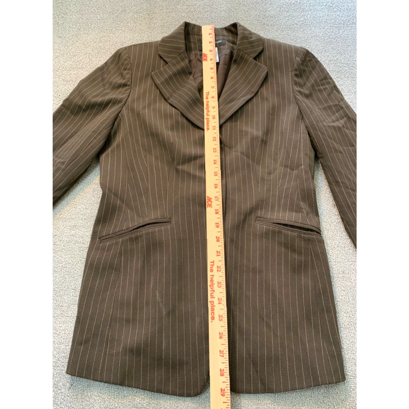 Jones New York Jones New York Blazer Jacket Women Pinstripe Brown Wool 96% Stretch Size 4 Long Sleeve Regular Fit Vintage No Size S / US 4 / IT 40 - 3 Thumbnail