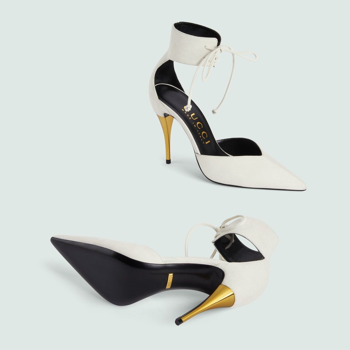 Gucci o1s1wg110225 Women's High Heel Pumps With Ankle Cuff White Size US 11 / IT 41 - 6 Thumbnail