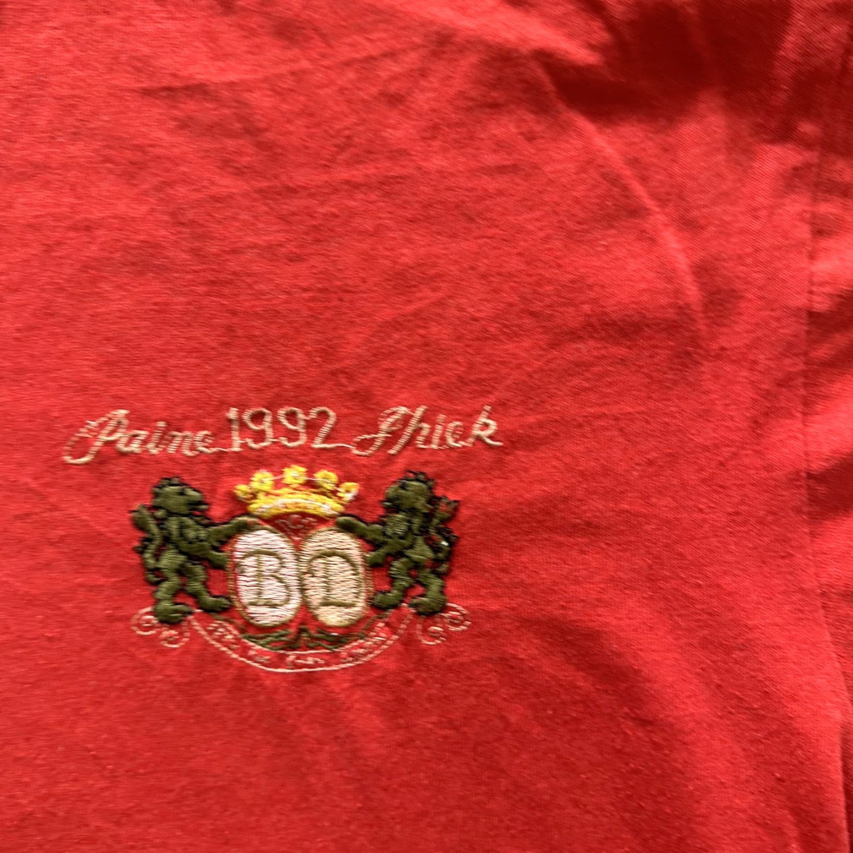 Vintage Jinji Shirt Mens Large Red Crest Embroidered 1992 Graphic Tee VTG Top Crew Neck Short Sleeve Size US L / EU 52-54 / 3 - 6 Thumbnail