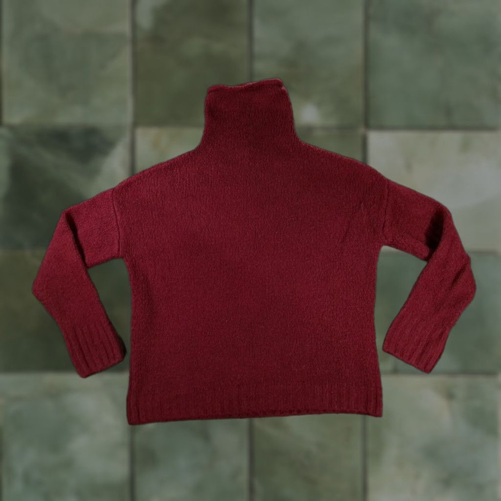 Christian Siriano Christian Siriano Sweater Burgundy Knit Wool Blend Womens L Turtleneck Pullover Size L / US 10 / IT 46 - 1 Thumbnail