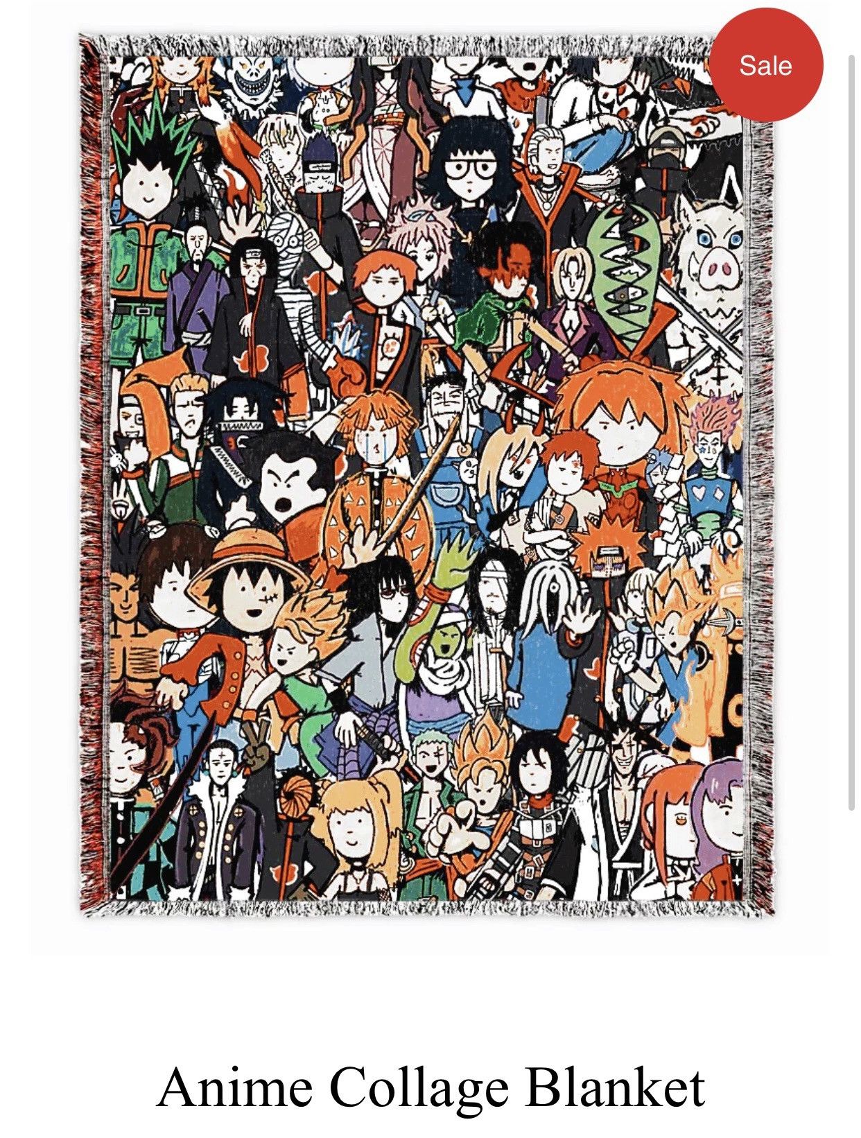 image of Kodone Kodonism Anime Collage Blanket in Orange Black White Green Red, Men's