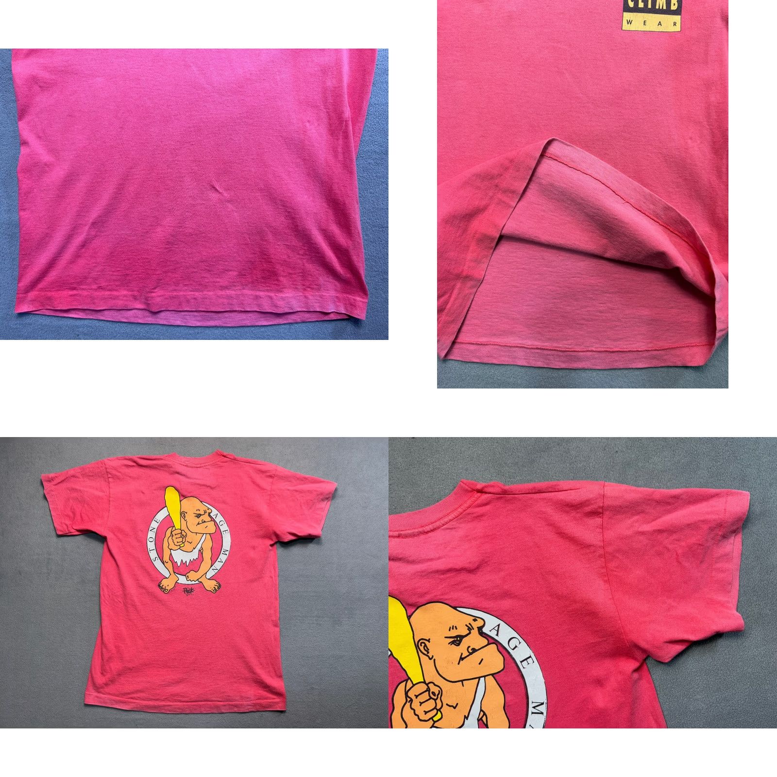 Vintage Rock design climb wear Stone Age Man Screem Stars Pink shirt mens size L Size US L / EU 52-54 / 3 - 9 Thumbnail