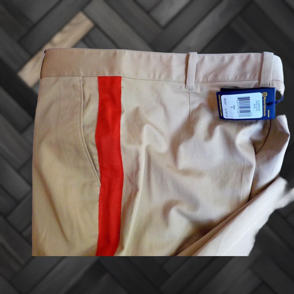 Polo Ralph Lauren POLO RALPH LAUREN Side Striped Skinny Capri Pant Women XS 0 Beige/Red NWT Size 25" / US 0 / IT 36 - 1 Thumbnail