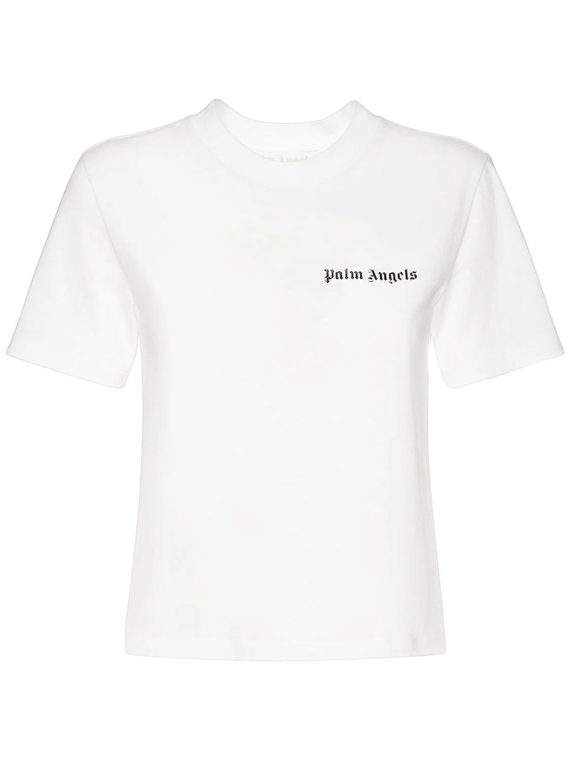 Palm Angels o1s22i1n0824 Round-Neck Short Sleeve T-Shirt in White Size XS / US 0-2 / IT 36-38 - 1 Thumbnail
