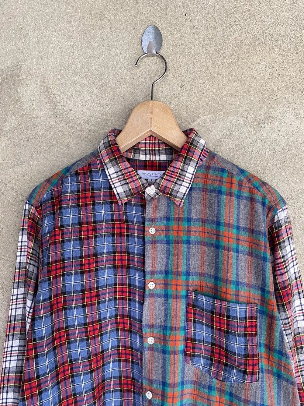 BEAUTY&YOUTH Rare Design Patchwork Flannel United Arrow PlaidTartan Shirt Size US M / EU 48-50 / 2 - 3 Thumbnail