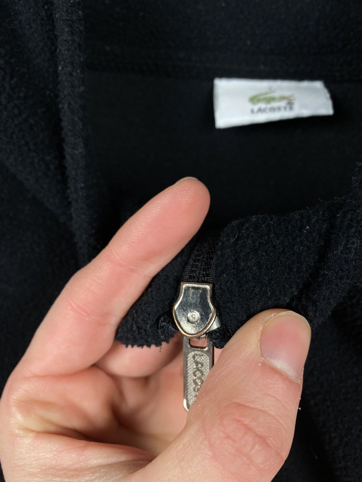 Lacoste 🐊Vintage 90s Fleece Sweatshirt Zip-Up Lacoste Big Logo🐊 Size US XL / EU 56 / 4 - 10 Thumbnail
