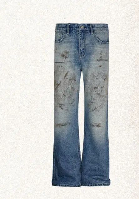 Designer × Japanese Brand Street mud-dyed washed distressed straight-leg jeans Size US 32 / EU 48 - 5 Thumbnail