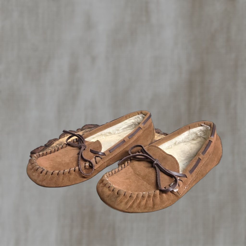 Vintage Aéropostale moccasins women’s Size 8 Faux Fur Lined Never Worn Tan Slippers Size ONE SIZE - 1 Thumbnail