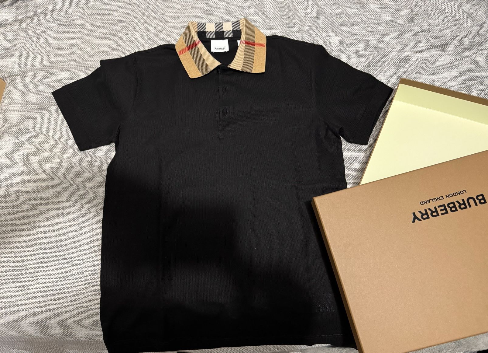 image of Burberry Cotton Polo Shirt in Black, Men's (Size Small)