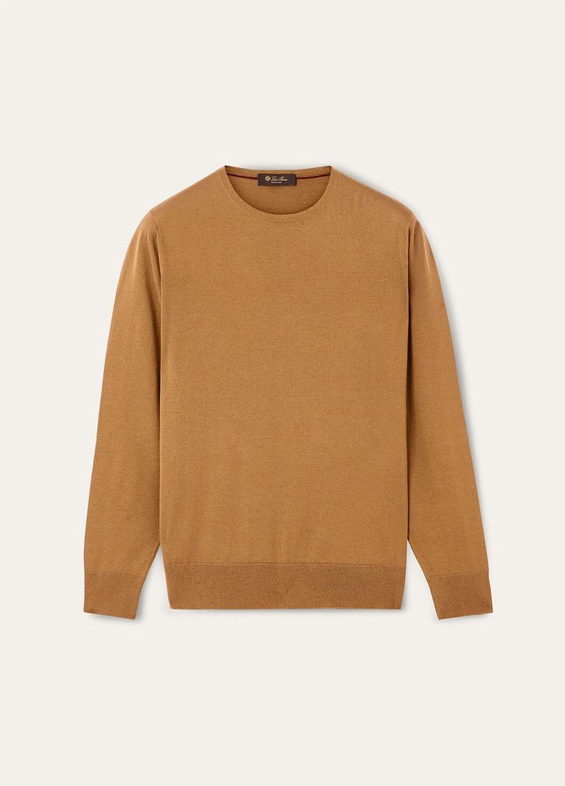 Loro Piana o1w1db10226 FAI1916 Crewneck T-Shirt in Brown Size US L / EU 52-54 / 3 - 1 Thumbnail