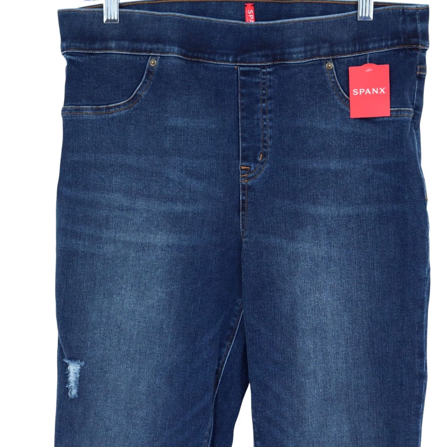 Spanx SPANX Jeans Distressed Skinny Jeans Size XL Blue Medium Wash Denim Pull On Jeggings Women Size 40" / US 18 - 3 Thumbnail