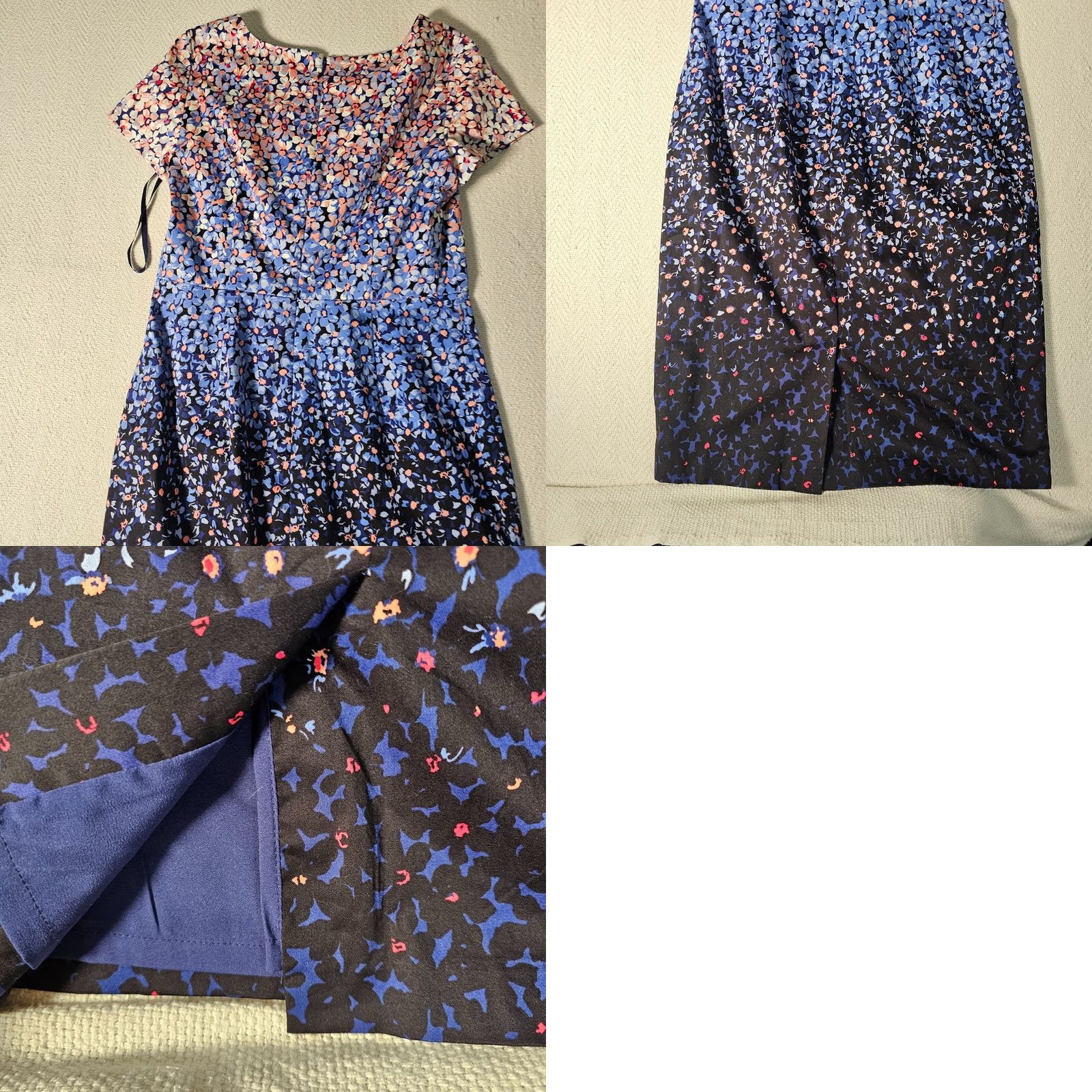 Talbots Talbots Womens Dress Size 2 Blue Flowers Sleeveless Round Neck Zipper Knee Length Pencil Dress Size XS / US 0-2 / IT 36-38 - 9 Thumbnail