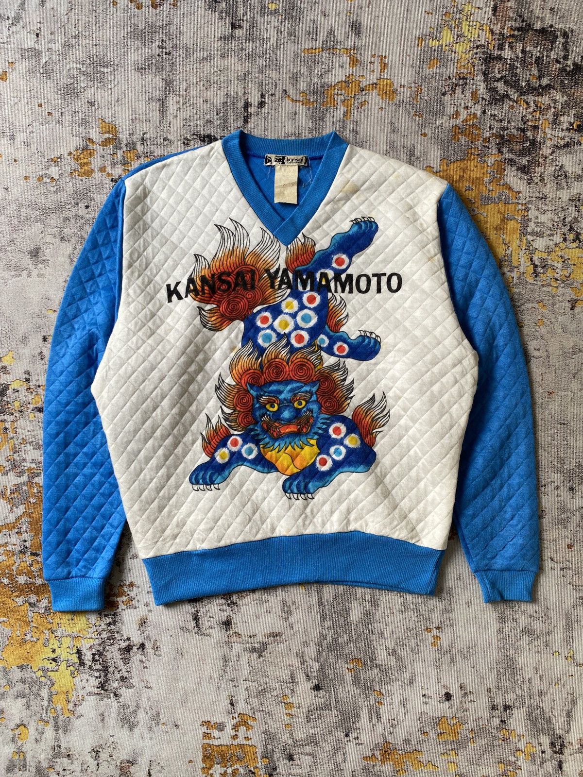 RARE!!! 80’s Kansai Yamamoto Hand Print Art Dragon Crewneck