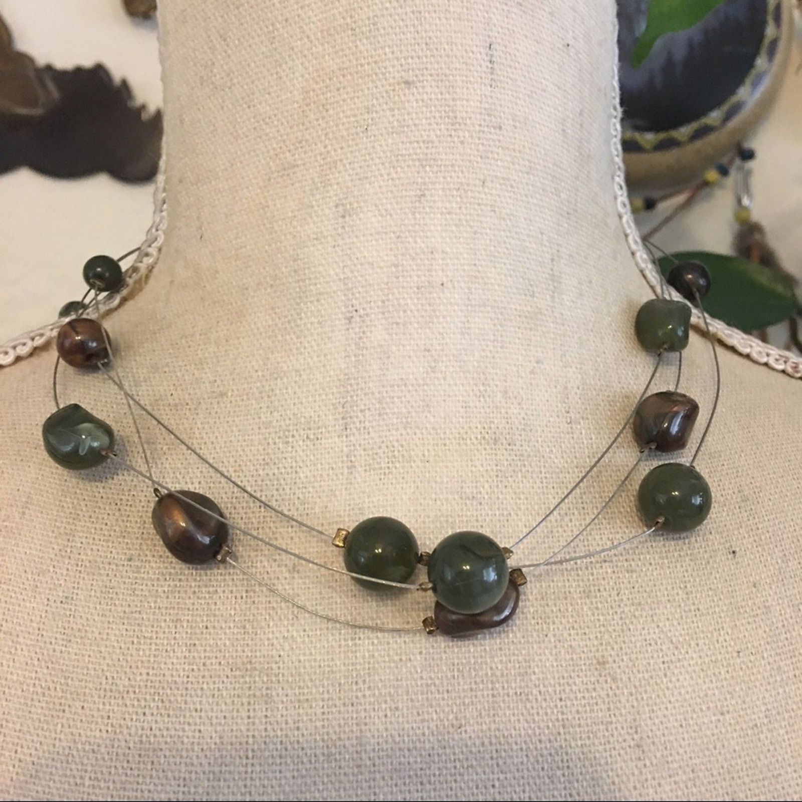 Jewelry Forest tones resin floating bead jewelry set Size ONE SIZE - 1 Thumbnail