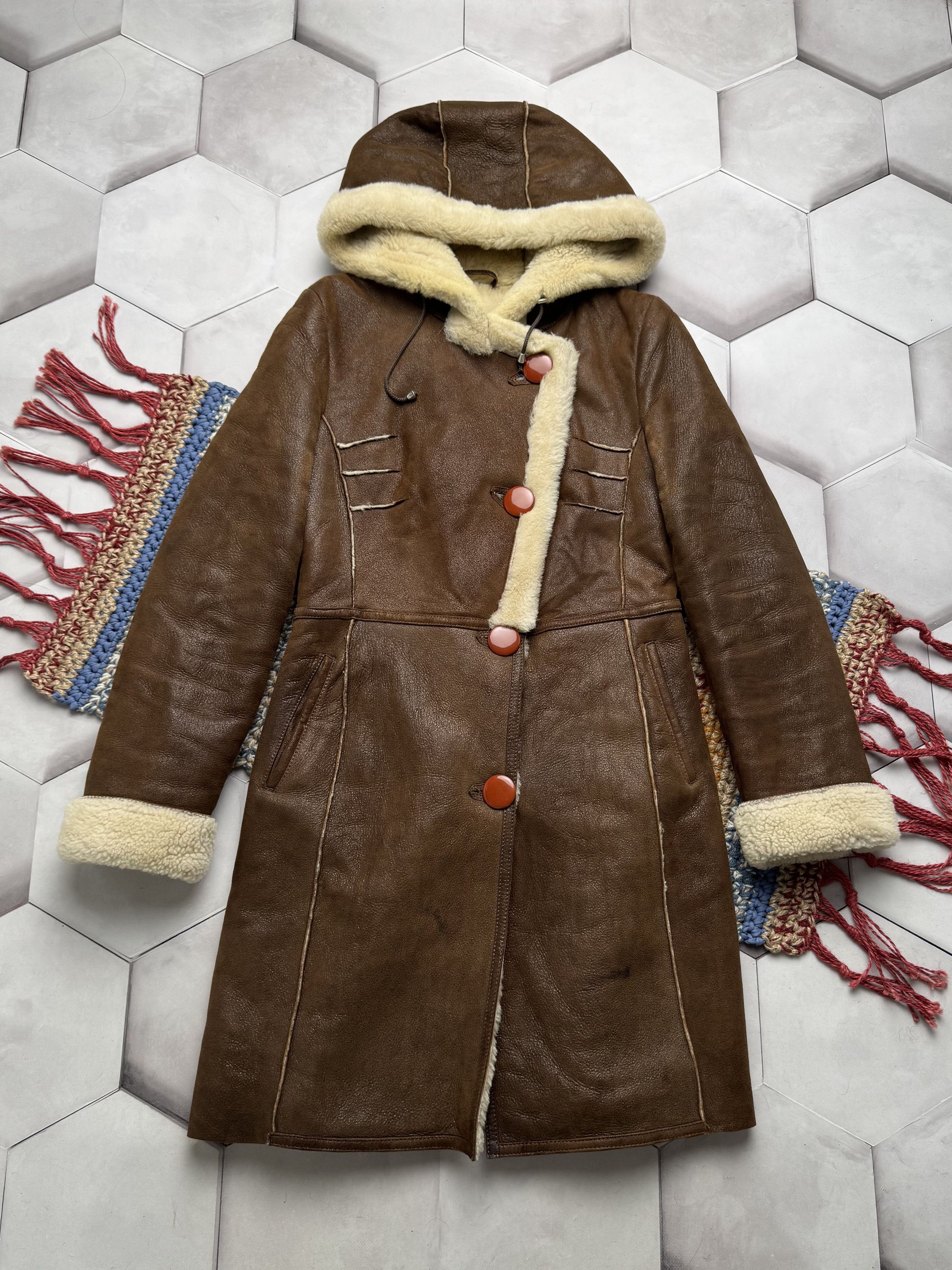 Japanese Brand Vintage Real Sheepskin Hooded Coat (E4) Size S / US 4 / IT 40 - 1 Thumbnail