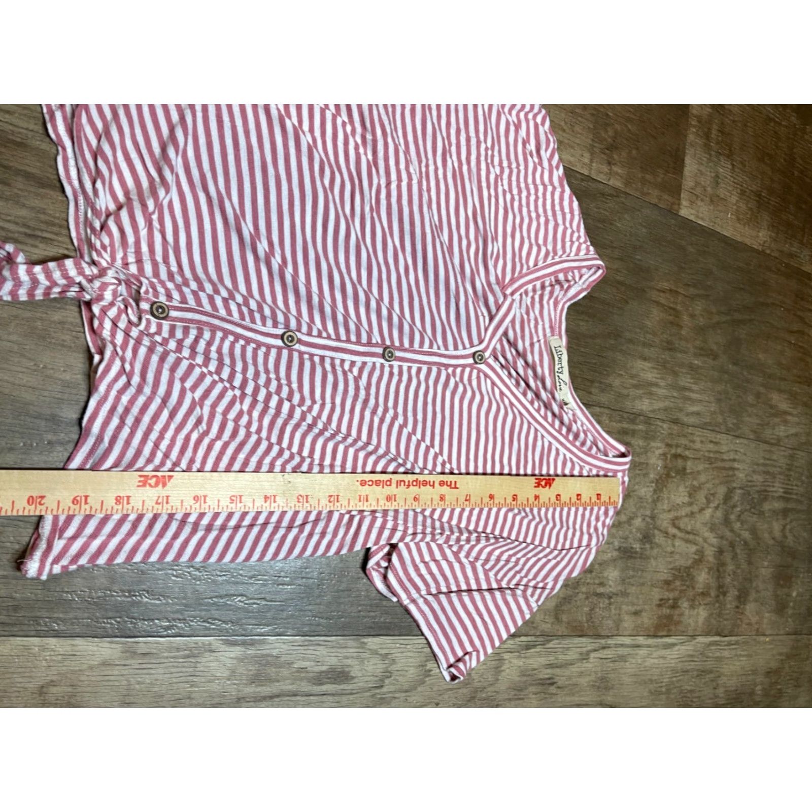 Vintage Liberty Love Top Womens Large Short Sleeve Button-Up Striped Pink Love Womens L Shirt Size L / US 10 / IT 46 - 2 Thumbnail