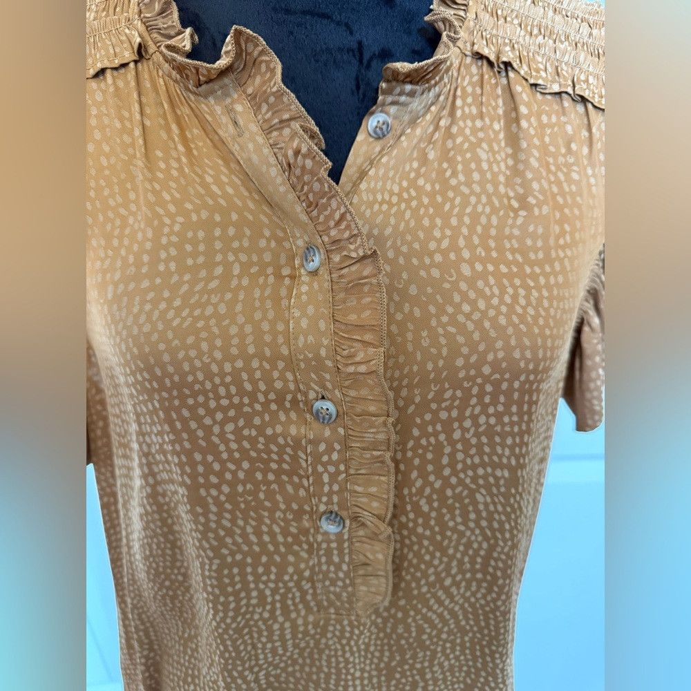 Other Beautiful Gold/Brown Ruffle Sleeve Women's Top Size M / US 6-8 / IT 42-44 - 3 Thumbnail