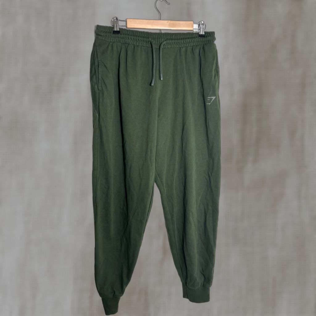 Gymshark GymShark Joggers Mens Large Green Sweatpants Track Workout Stretch Drawstring Pants Athletic Size US 33 - 1 Thumbnail