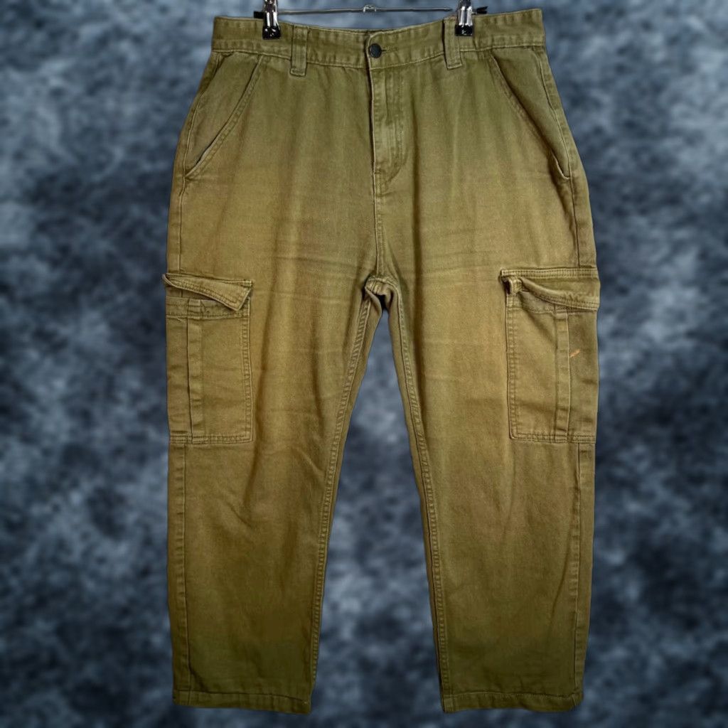 Vintage Sampson And Taylor Mens Cargo Pants Olive Green 100% Cotton - Flat Front, Cargo, Straight Leg, 27 Inseam, Size L Size US 33 - 1 Thumbnail
