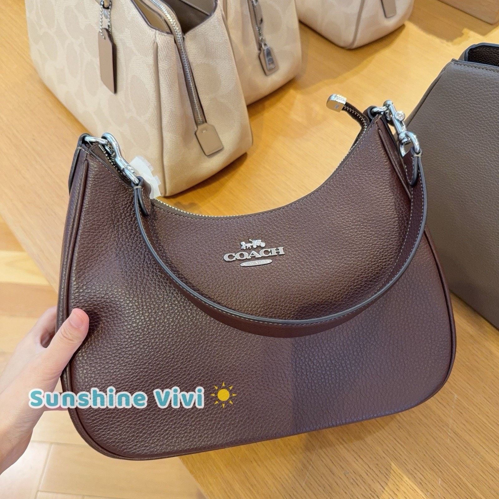 Coach NWT Coach Teri Hobo Bag Leather CV935 Silver/Maple Size ONE SIZE - 4 Thumbnail