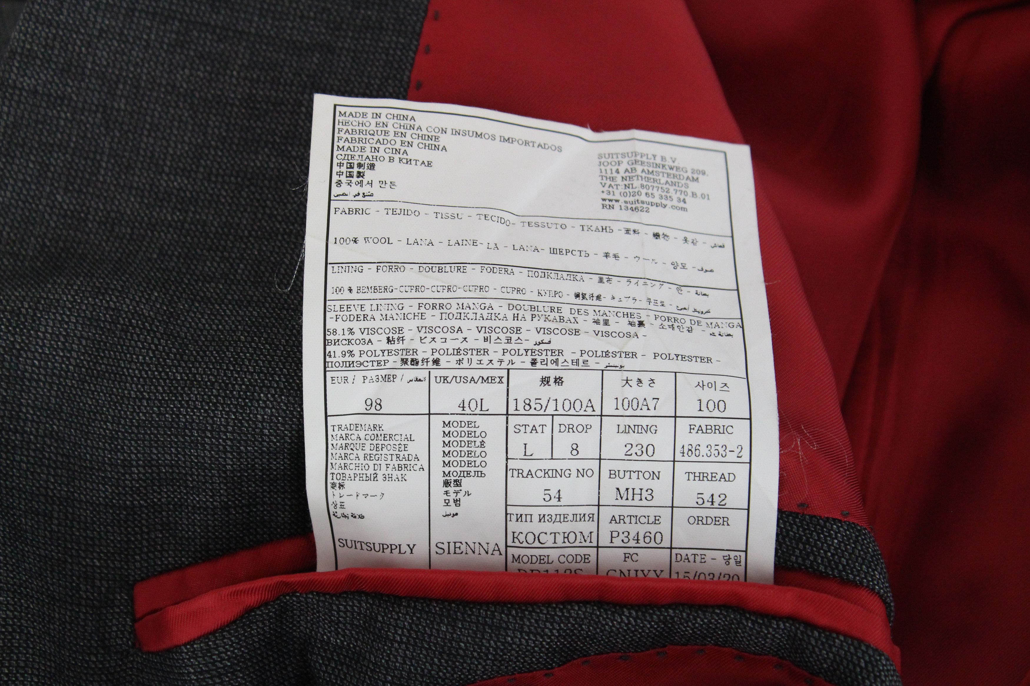 Suitsupply SIENNA UK40L Grey Wool Blazer 67513 Size 40L - 4 Thumbnail