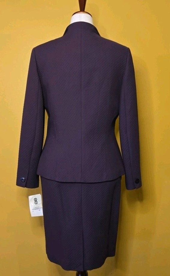 Bill Blass Bill Blass Skirt Suit Womens Violet Quilted Circle Pockets Size L / US 10 / IT 46 - 4 Thumbnail
