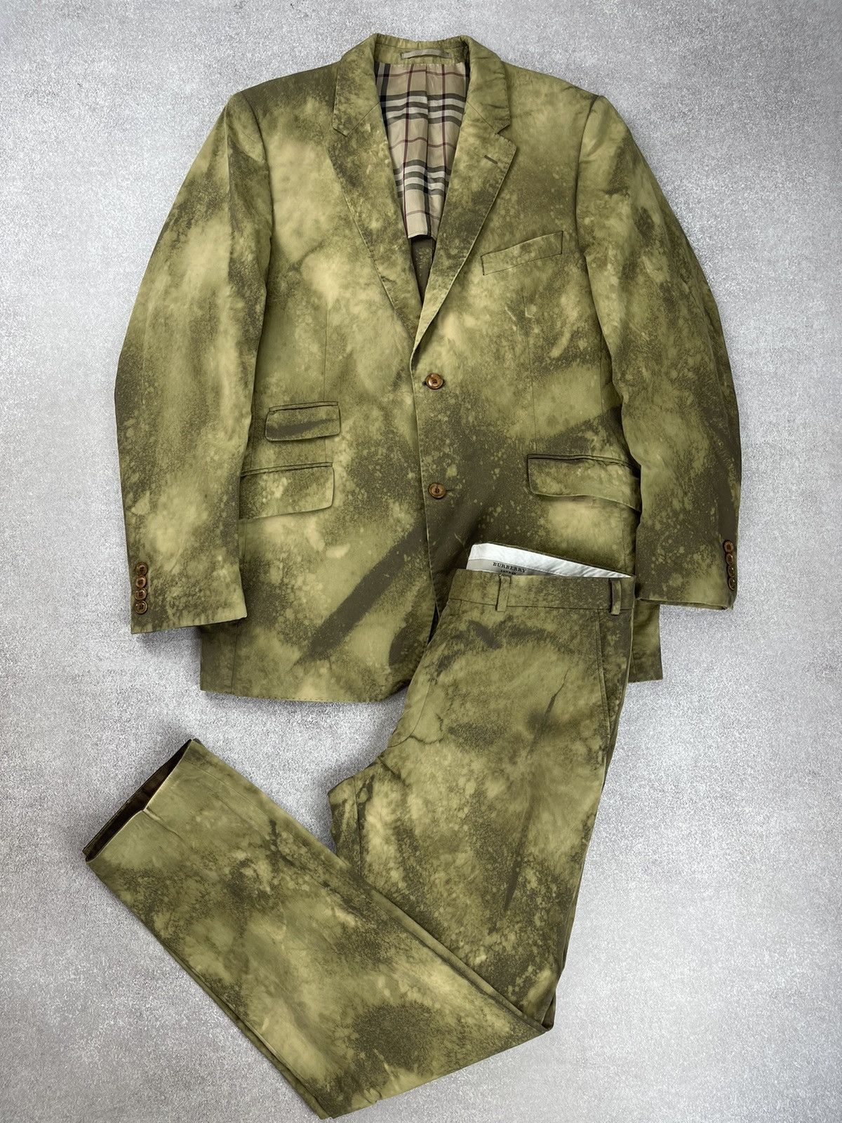 Burberry × Vintage Vintage Burberry Custom Tie Dye Suit Blazer Trousers Size 52 Size 52R - 2 Thumbnail