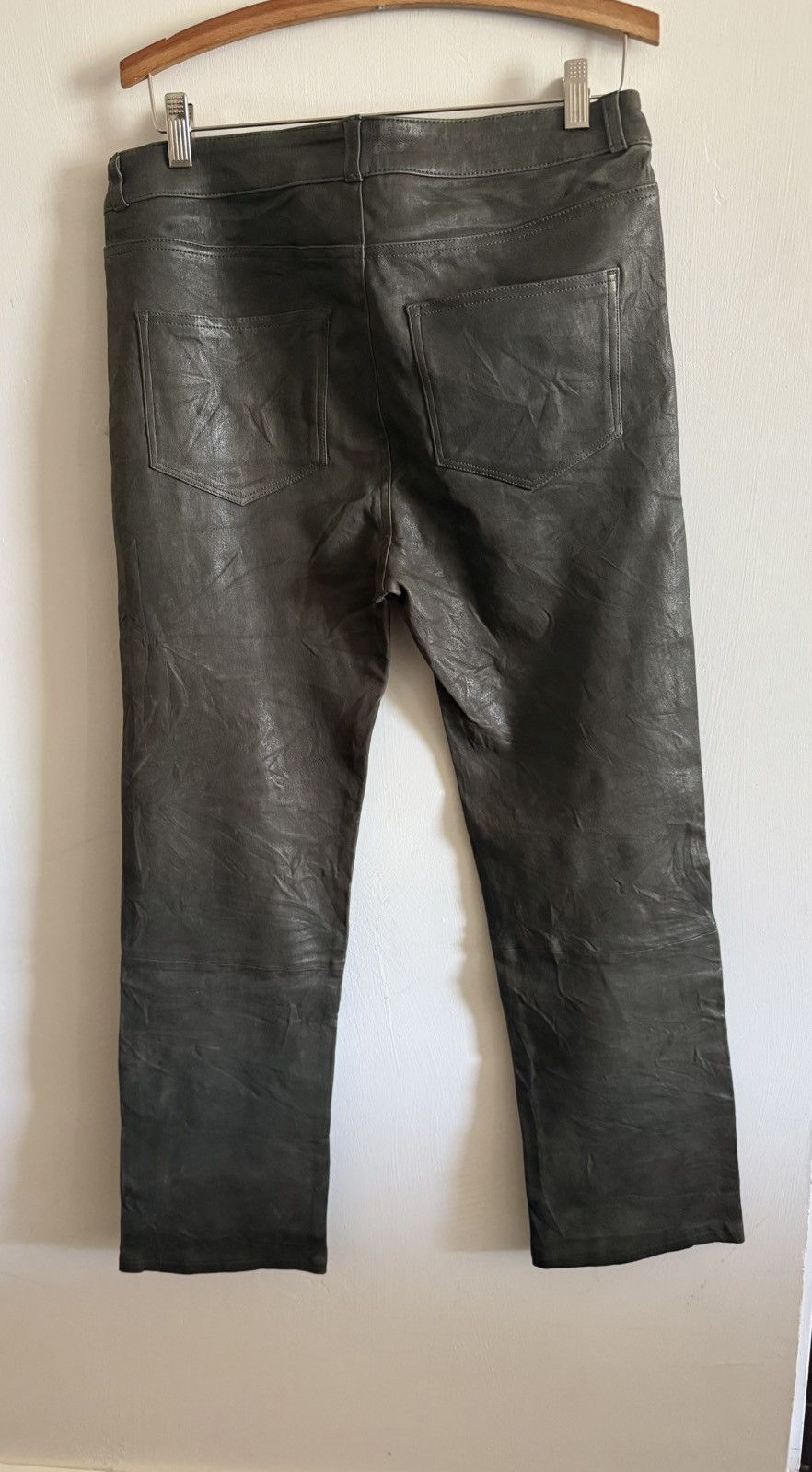 Paige PAIGE Genuine Leather Men's Pants Dark Gray, Textured Finish Size US 32 / EU 48 - 11 Thumbnail