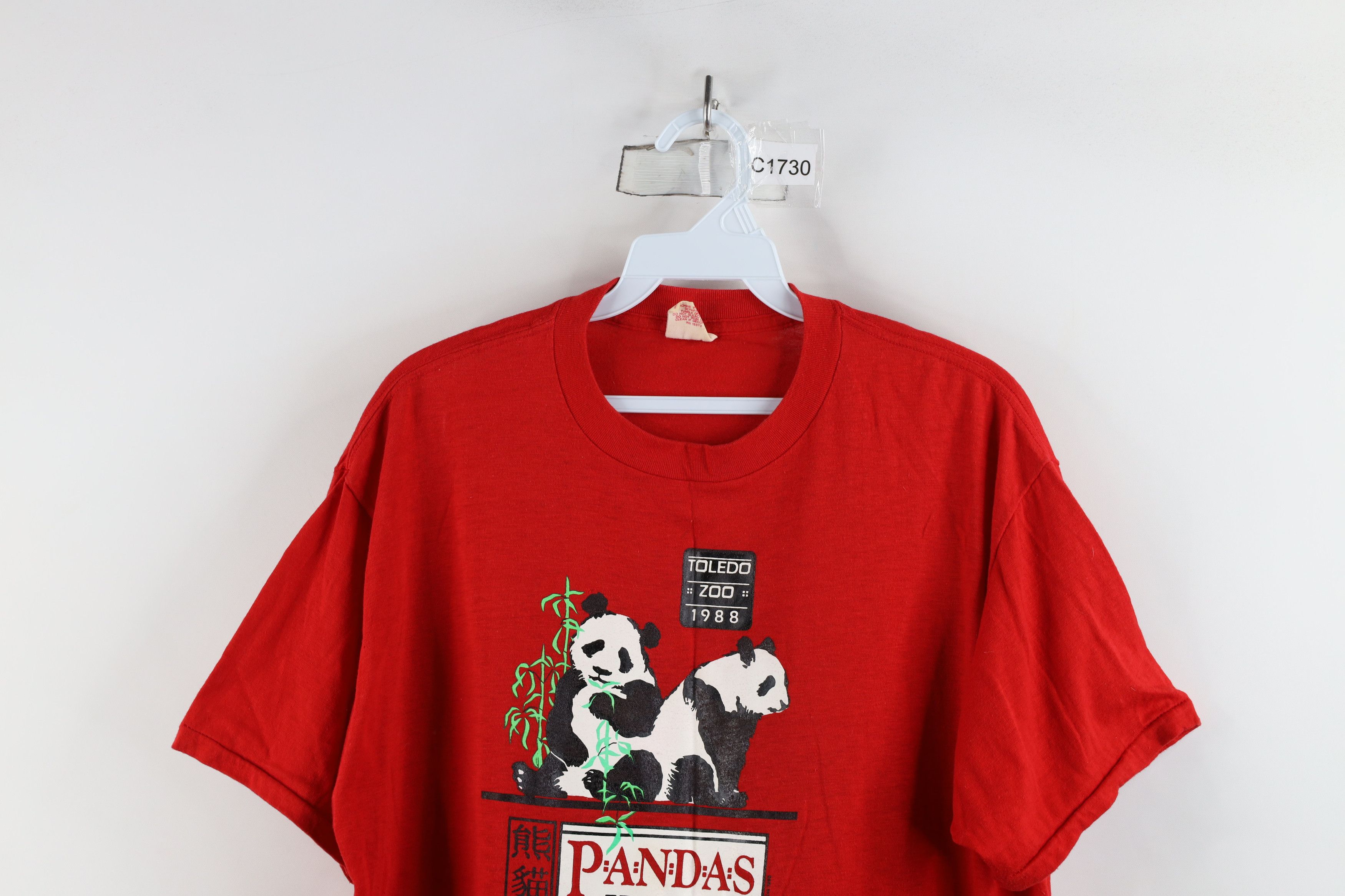 Vintage Vintage 80s Streetwear Zoo Panda Bears T-Shirt Red USA Size XL / US 12-14 / IT 48-50 - 2 Thumbnail