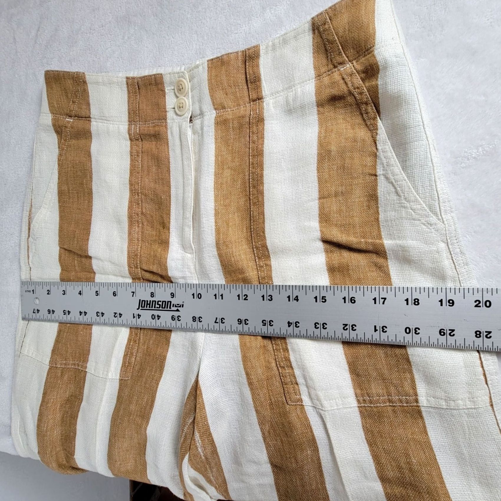 J.Crew J.Crew Womens Linen Striped High Rise Cropped Wide-Leg Pants Size 8 Brown/White Size 30" / US 8 / IT 44 - 7 Thumbnail