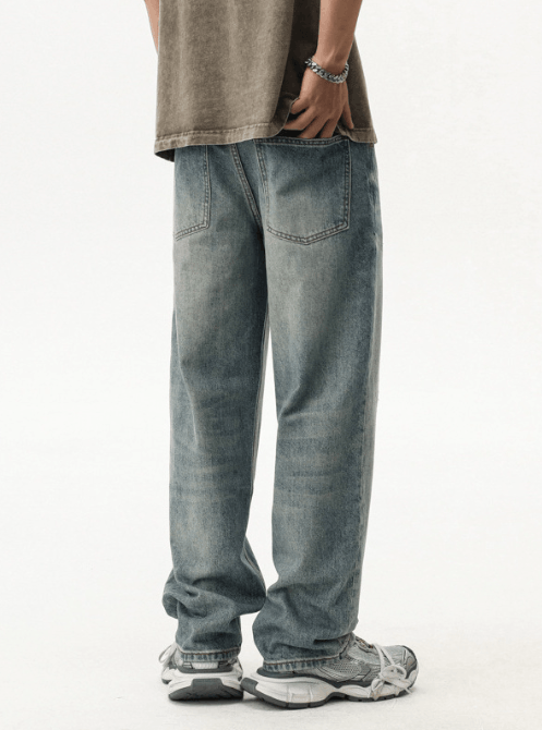 Japanese Brand Japanese retro washed blue distressed straight jeans Size US 34 / EU 50 - 3 Thumbnail