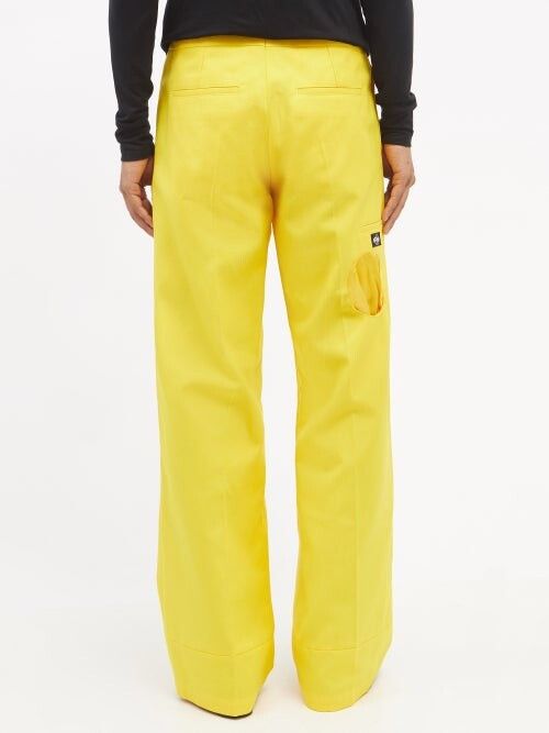Raf Simons Raf Simons Cutout-pockets Wide-leg Trousers - Yellow Size US 38 / EU 54 - 4 Thumbnail