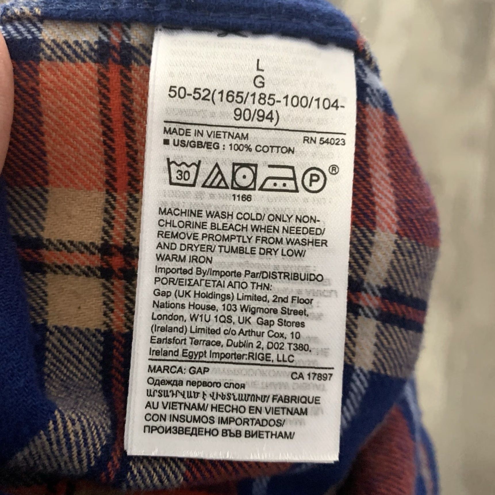 Gap GAP Untucked Flannel Shirt Mens Large Orange Plaid Cotton Long Sleeve Button-Up Casual Size US L / EU 52-54 / 3 - 4 Thumbnail