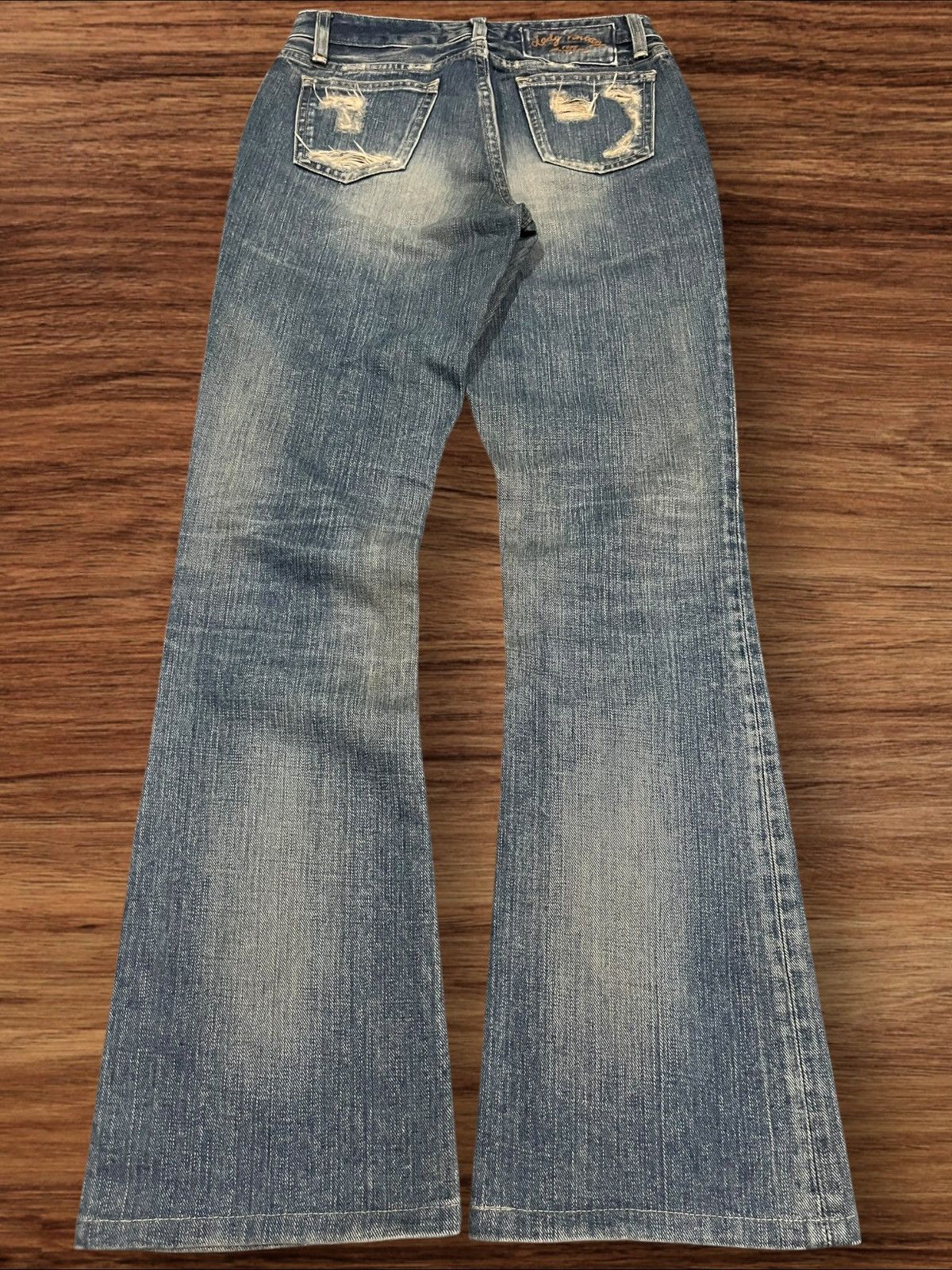 Japanese Brand × Johnbull Vintage Japanese Brappers Distressed Blue Washed Flare Jeans Size 28" / US 6 / IT 42 - 2 Thumbnail