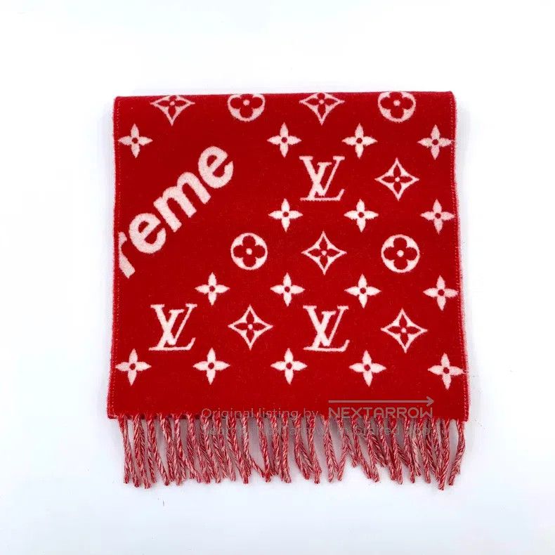 Louis Vuitton Louis Vuitton Supreme co-branded red logo floral print woo Size ONE SIZE - 1 Thumbnail