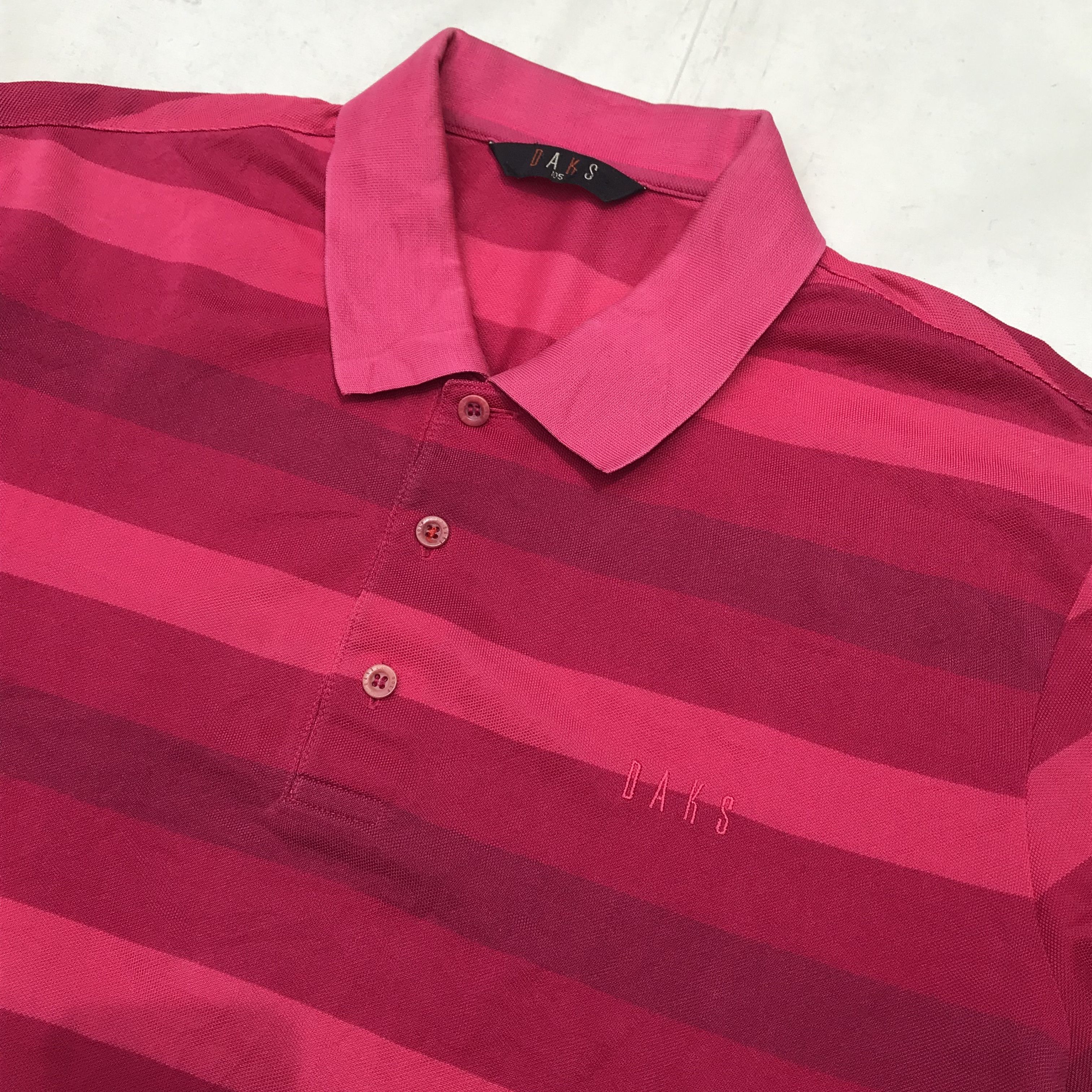 DAKS Daks London Polo Shirt Golf Long Sleeves Pink Cake stripes Size US L / EU 52-54 / 3 - 3 Thumbnail