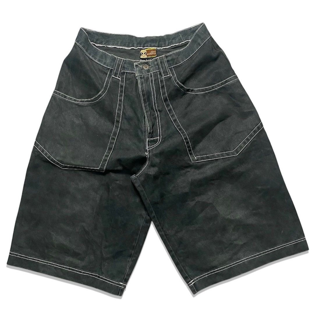 90s ALIEN WORKSHOP ブラックデニム ワイド　ハーフパンツ 36 Alien Workshop Alien Workshop 1990 90s Vintage Skate Baggy Denim