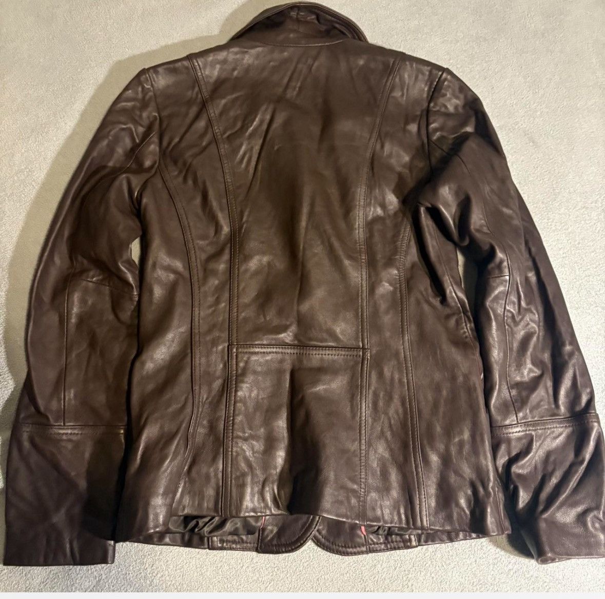 Calvin Klein Calvin Klein Brown Leather Jacket – Button Front – Size M Size M / US 6-8 / IT 42-44 - 6 Thumbnail