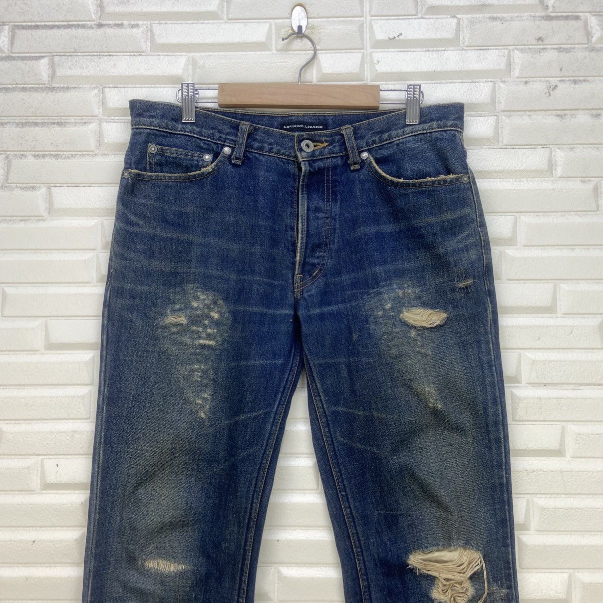 Lounge Lizard Japanese Brand Lounge Lizard Distressed Denim Size US 31 - 4 Thumbnail