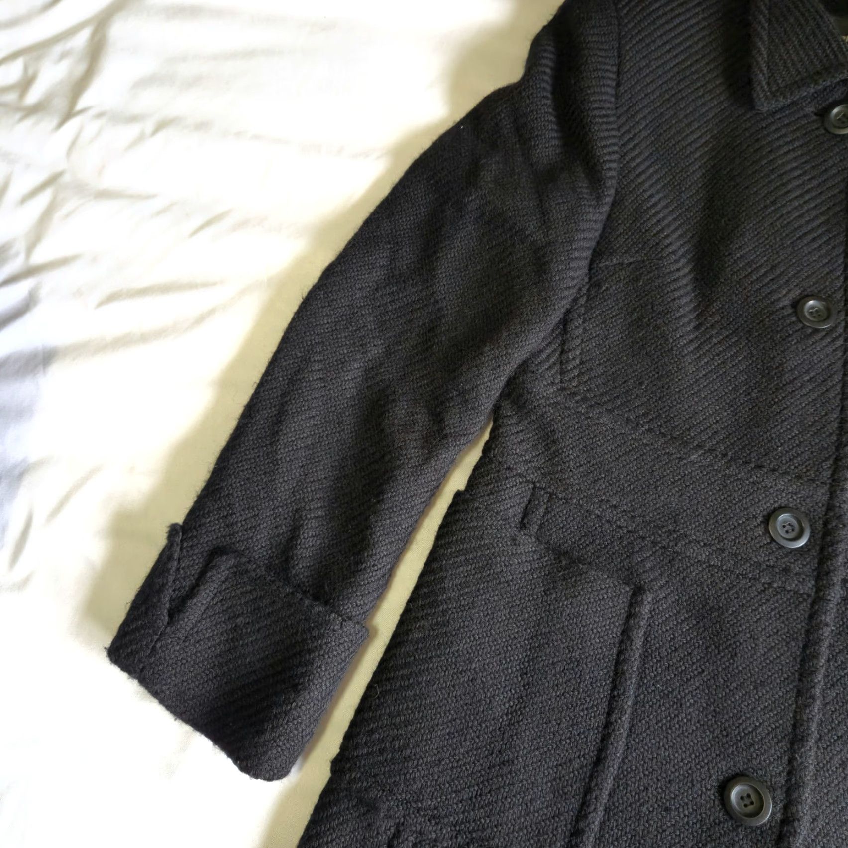 Express Express Women’s Size 9/10 Black Wool Blend Long Coat Made in Romania w/ Pockets Size L / US 10 / IT 46 - 4 Thumbnail