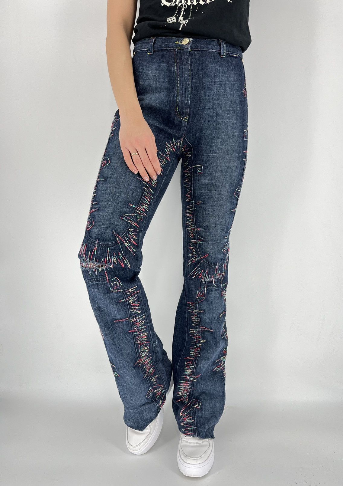 Other Vintage Cappopera 90s Designer Denim Pants All Over Prints Size 27" / US 4 / IT 40 - 1 Thumbnail