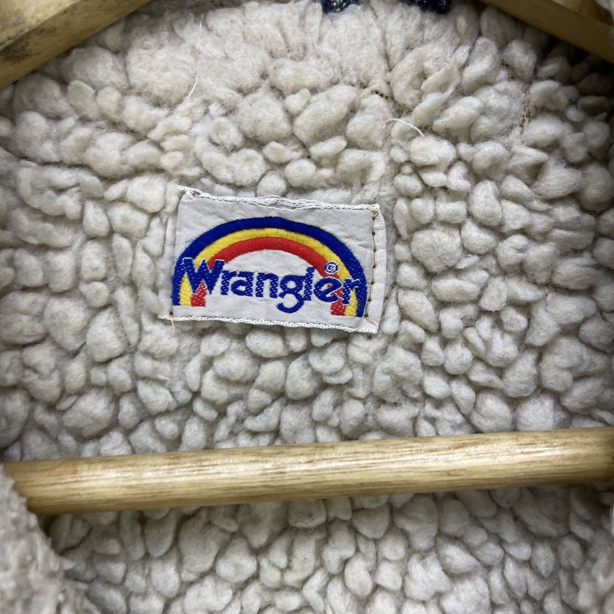 Indigo 🗣️Vintage Distressed Wrangler Shearling Denim Warm Jacket Size M / US 6-8 / IT 42-44 - 13 Thumbnail
