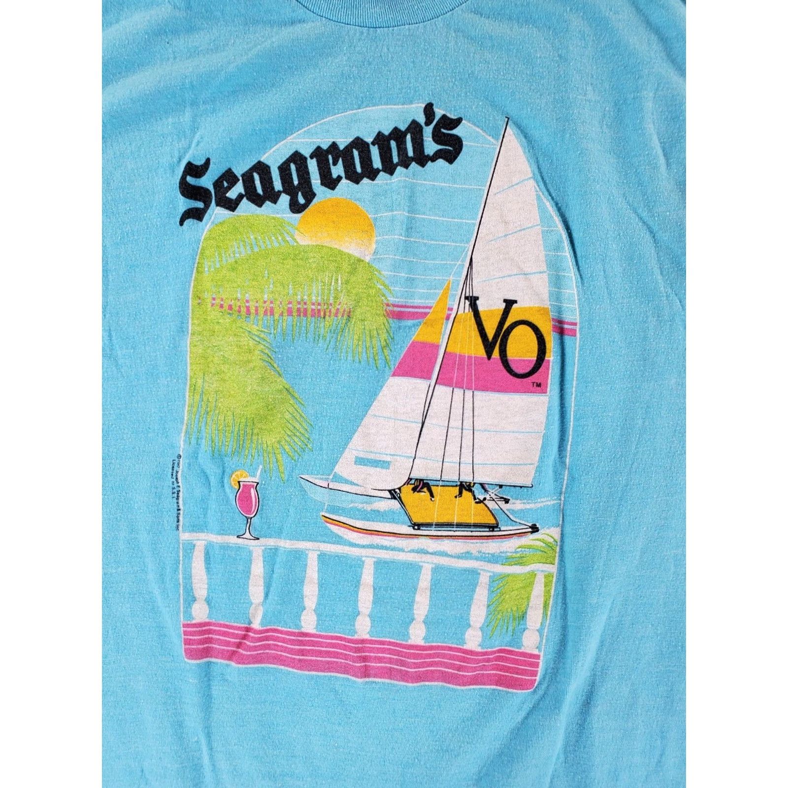 Vintage VINTAGE Seagram's VO T Shirt Tophalf VTG 80s 90s Surf Beach Blue Sheer Burnout Mens M Shirt Size US M / EU 48-50 / 2 - 2 Thumbnail