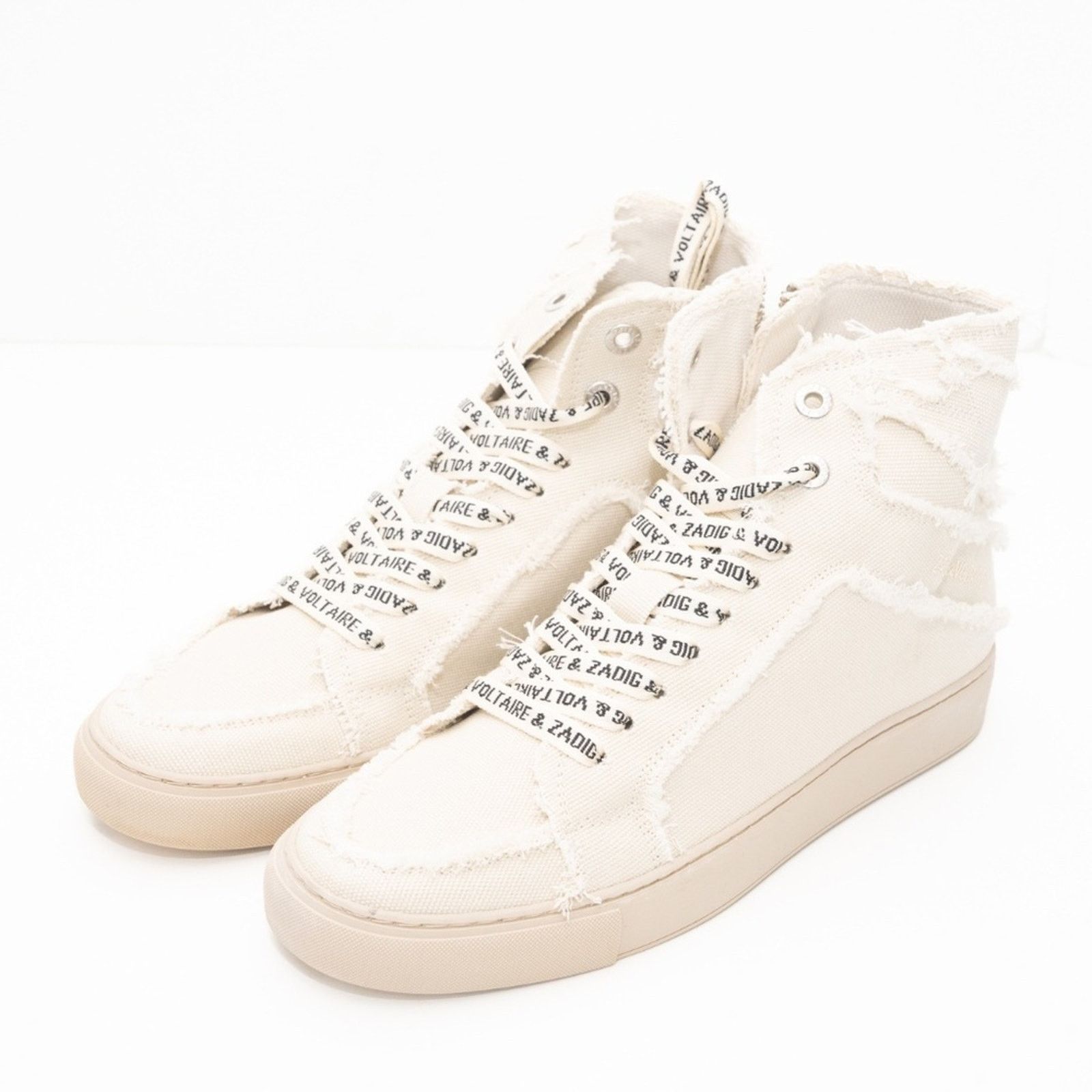 Zadig & Voltaire Zadig Voltaire. High Flash Canvas Shoes In White. Size US 10 / IT 40 - 4 Thumbnail