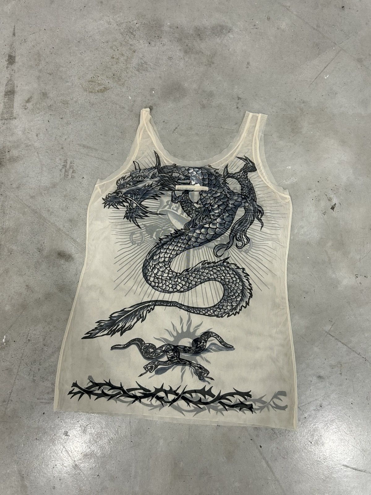 Jean Paul Gaultier Jean Paul Gaultier S/S 1996 Safe Sex / Tattoo Mesh Tank Top Size US M / EU 48-50 / 2 - 6 Thumbnail